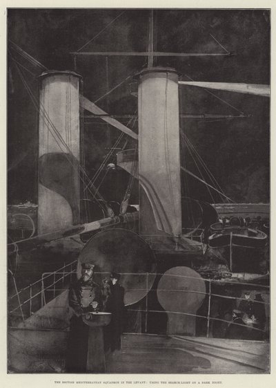 El escuadrón británico del Mediterráneo en el Levante, usando el reflector en una noche oscura de Henry Charles Seppings Wright